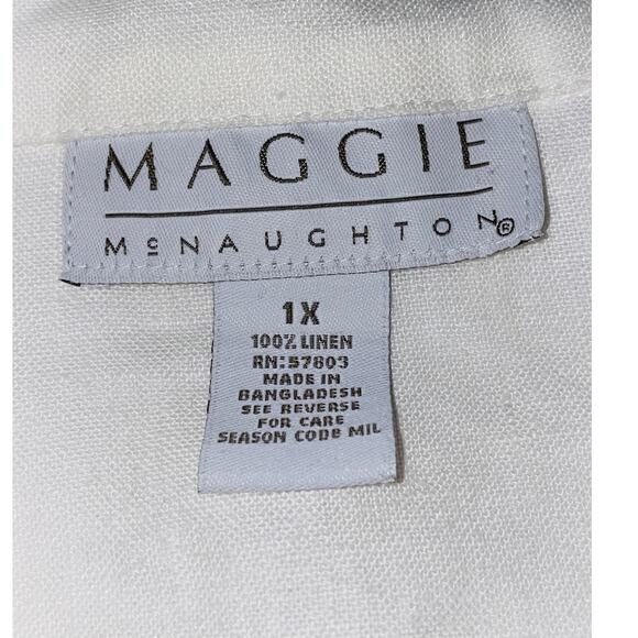 Maggie McNaughton Floral Embroidered 100% Linen Top‎ - Women's Size 1X - Picture 4 of 7